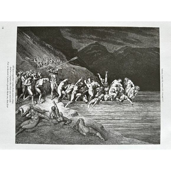 Dore, Charon, Embarkation of Souls, Divine Comedy, Art Print, ~ 250803-WH 705 - Picture 4 of 4